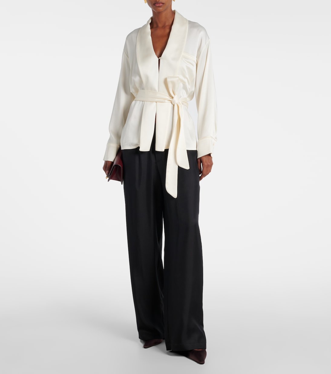 Belted satin wrap top | Victoria Beckham