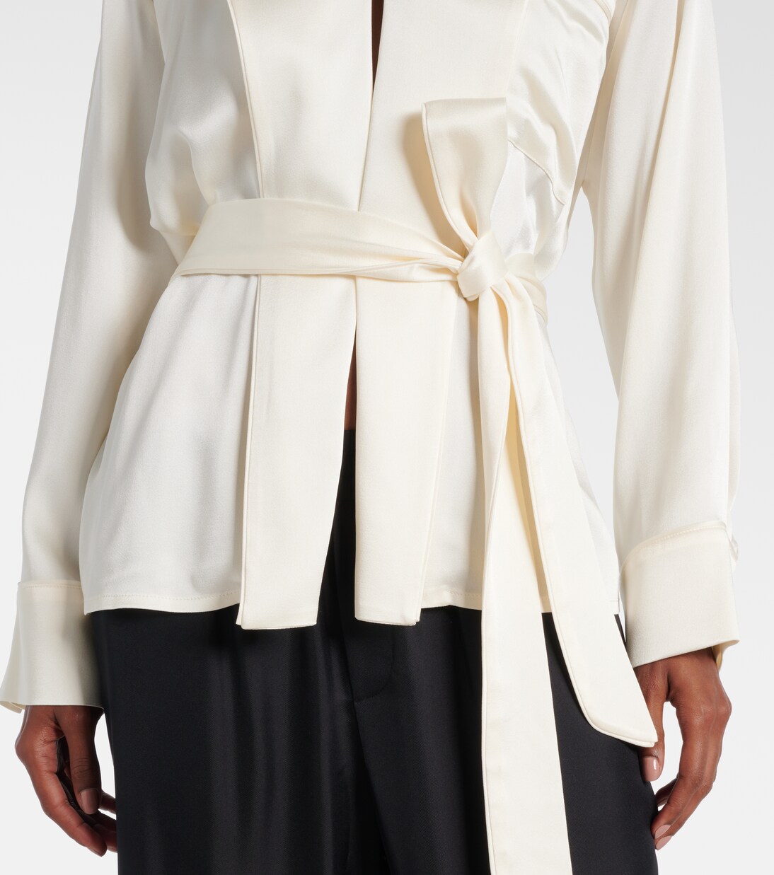 Belted satin wrap top | Victoria Beckham
