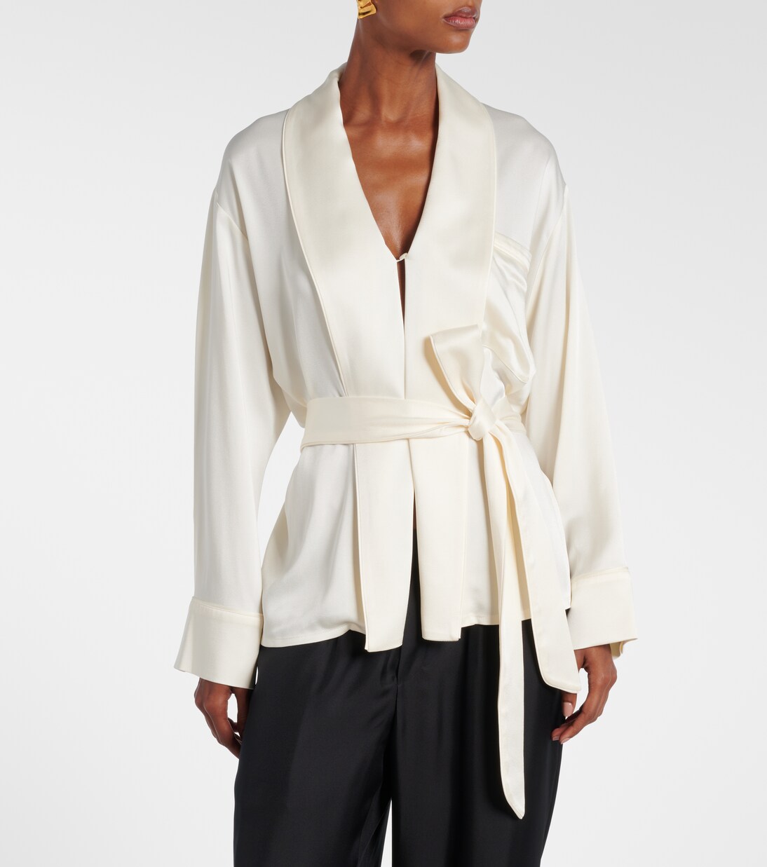 Belted satin wrap top | Victoria Beckham