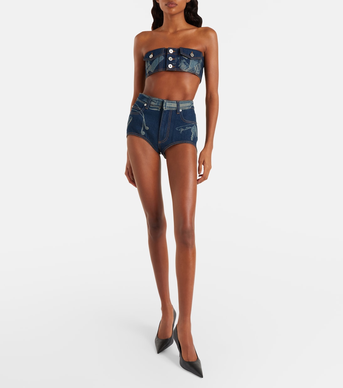 Shorts de denim trompe-l'oeil | Jean Paul Gaultier