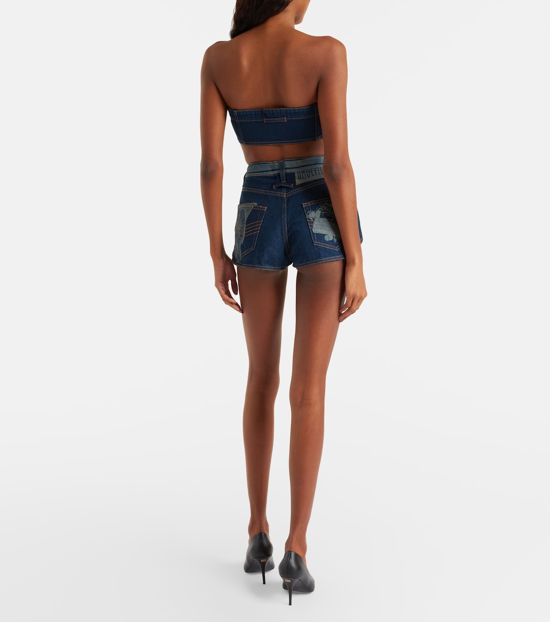 Shorts de denim trompe-l'oeil | Jean Paul Gaultier