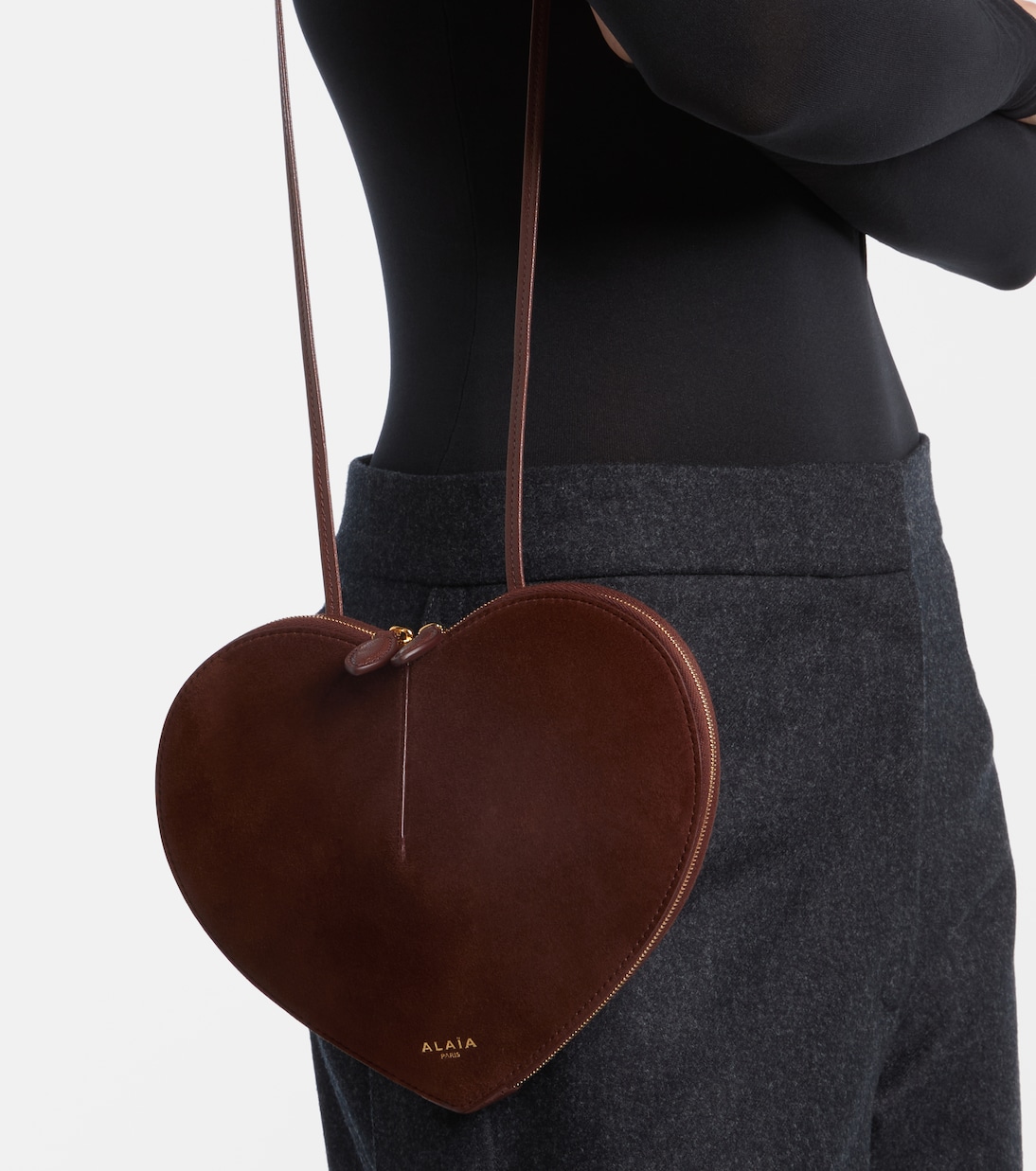 Le Cœur leather and suede shoulder bag | Alaïa