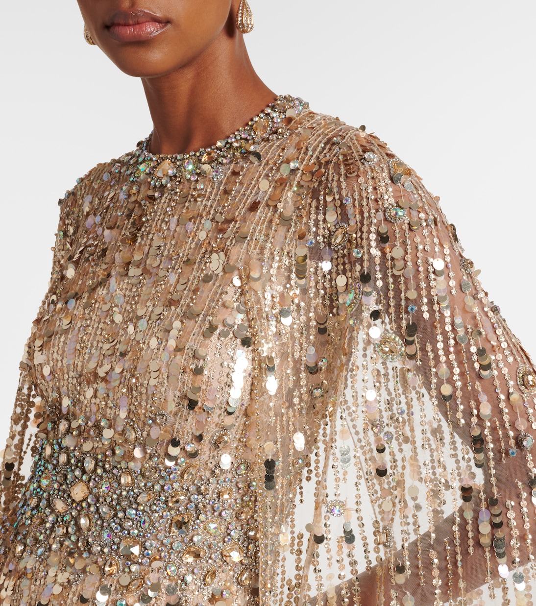 Honey Dew caped embellished gown | Jenny Packham