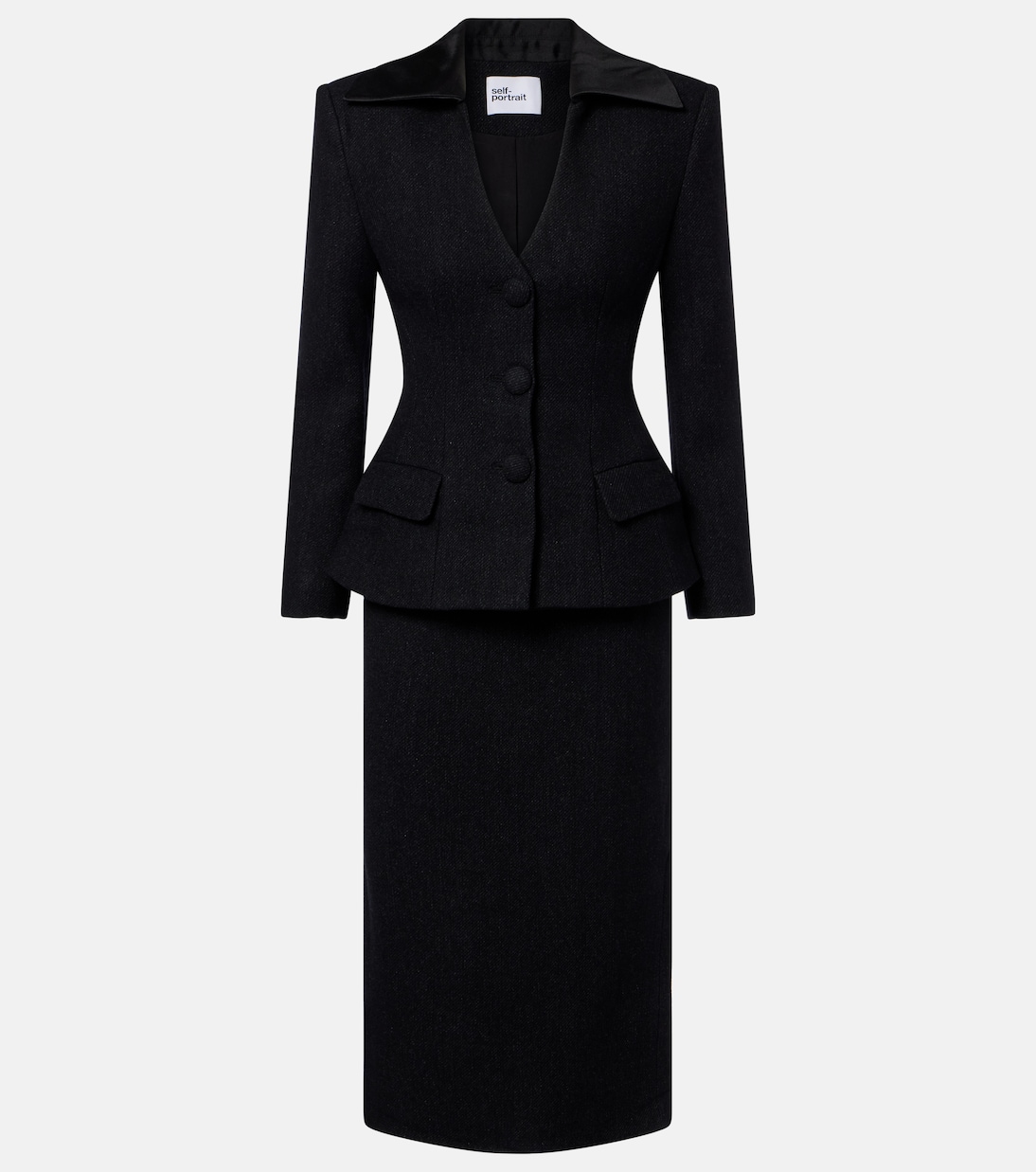 Wool-blend twill midi dress | Self-Portrait