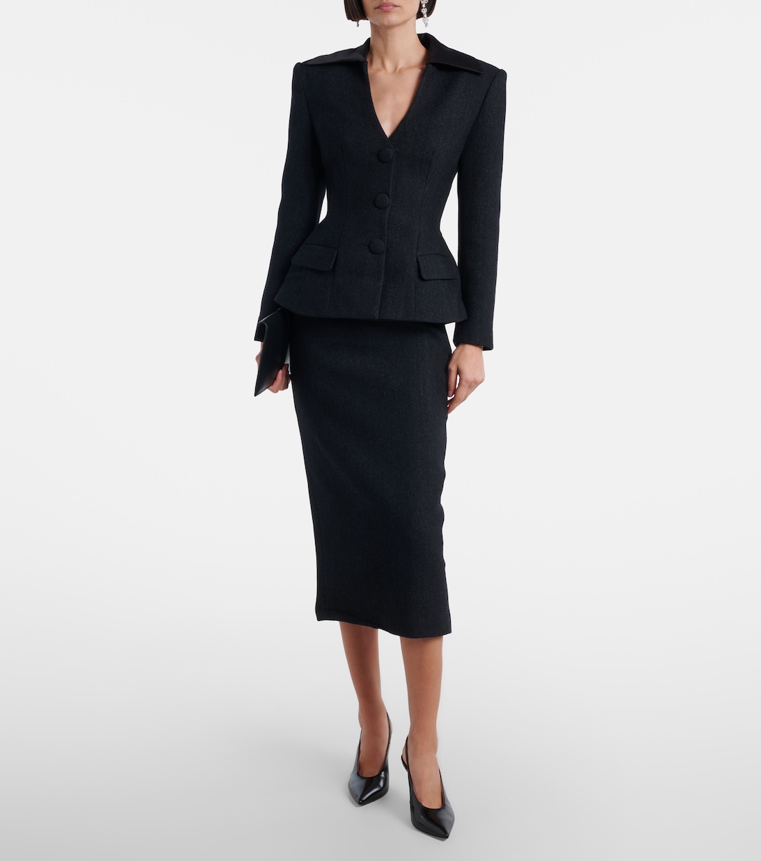 Wool-blend twill midi dress | Self-Portrait