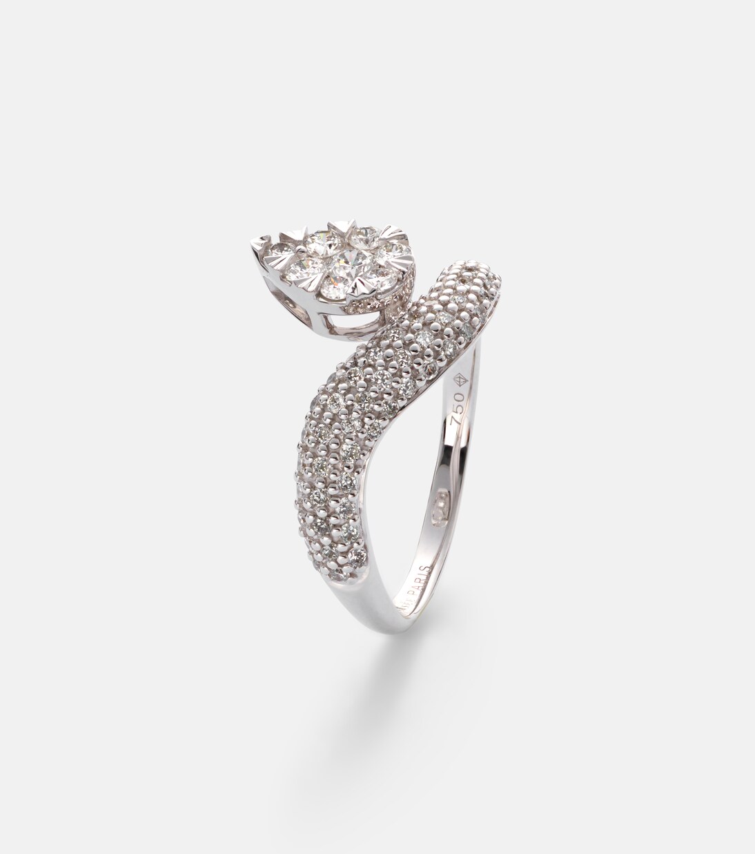 Wave Alliance 18kt white gold ring with diamonds | Persée