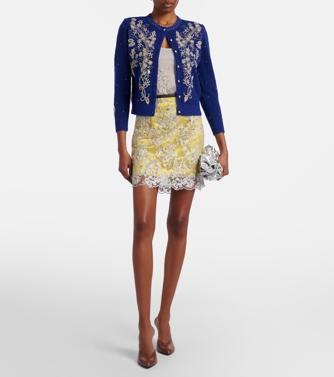 Embellished lace miniskirt | Jacques Wei