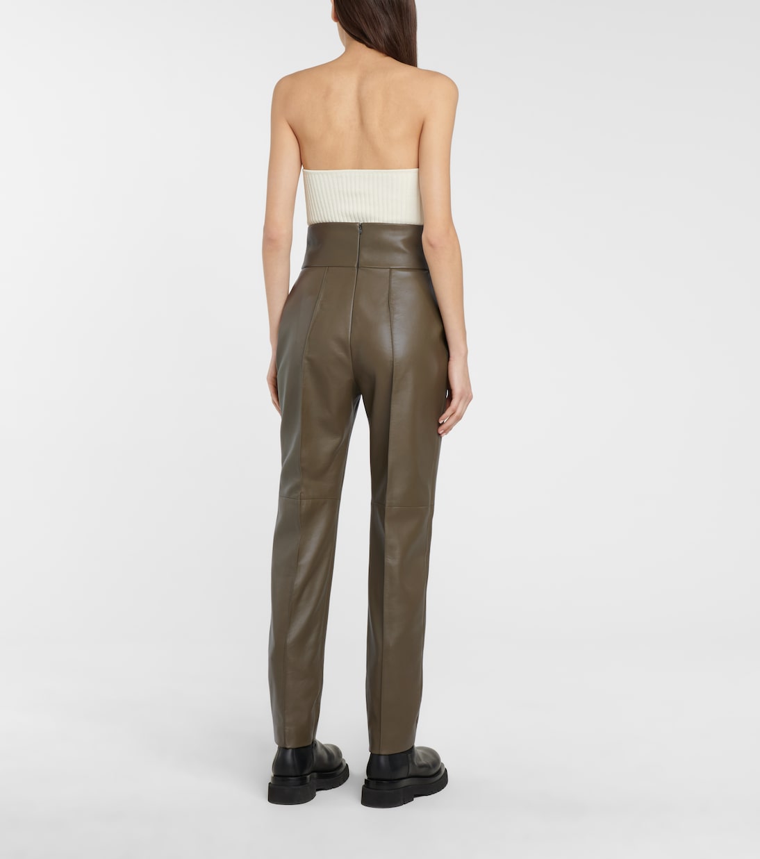 Pantaloni slim a vita alta in pelle | Alexandre Vauthier