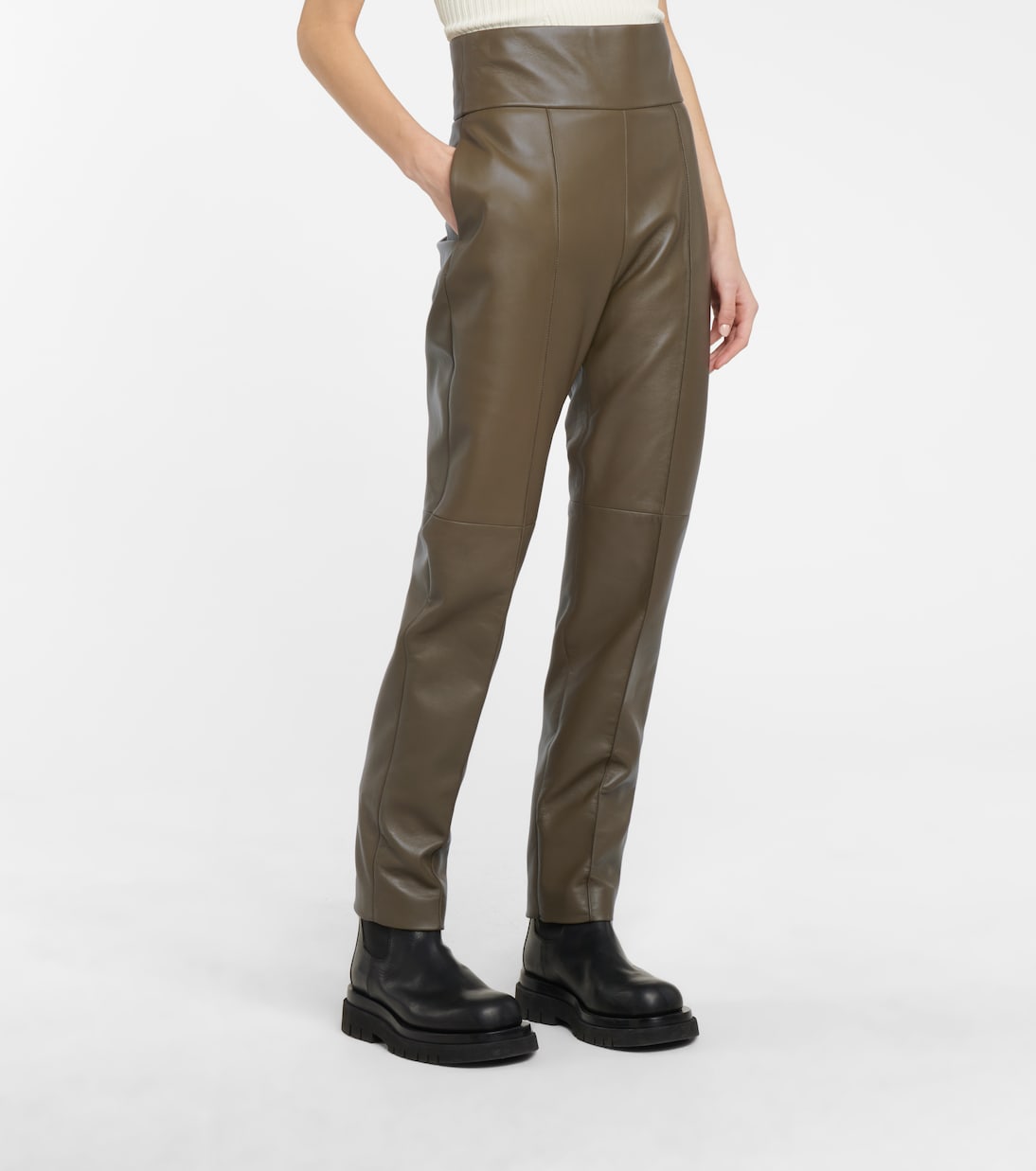 Pantaloni slim a vita alta in pelle | Alexandre Vauthier