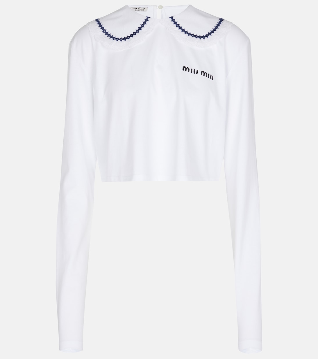 Top cropped in jersey di cotone | Miu Miu