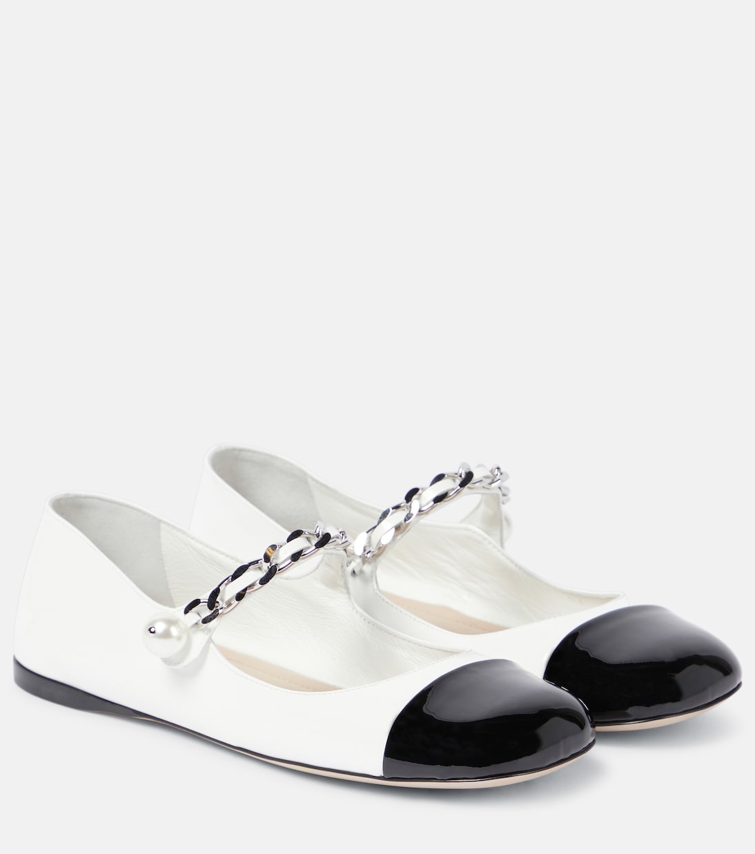 Ballerine in vernice con perle bijoux | Miu Miu