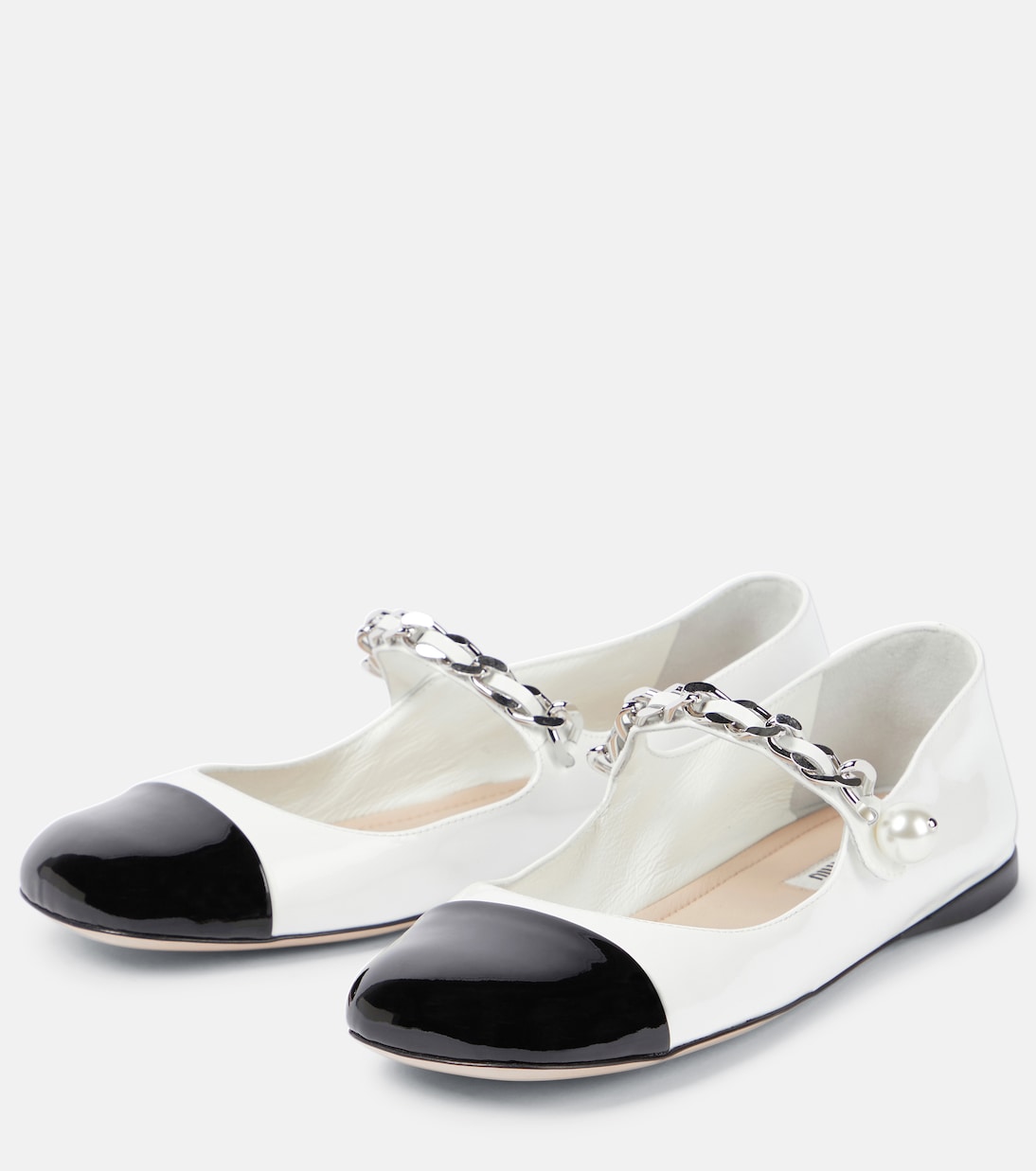 Ballerine in vernice con perle bijoux | Miu Miu