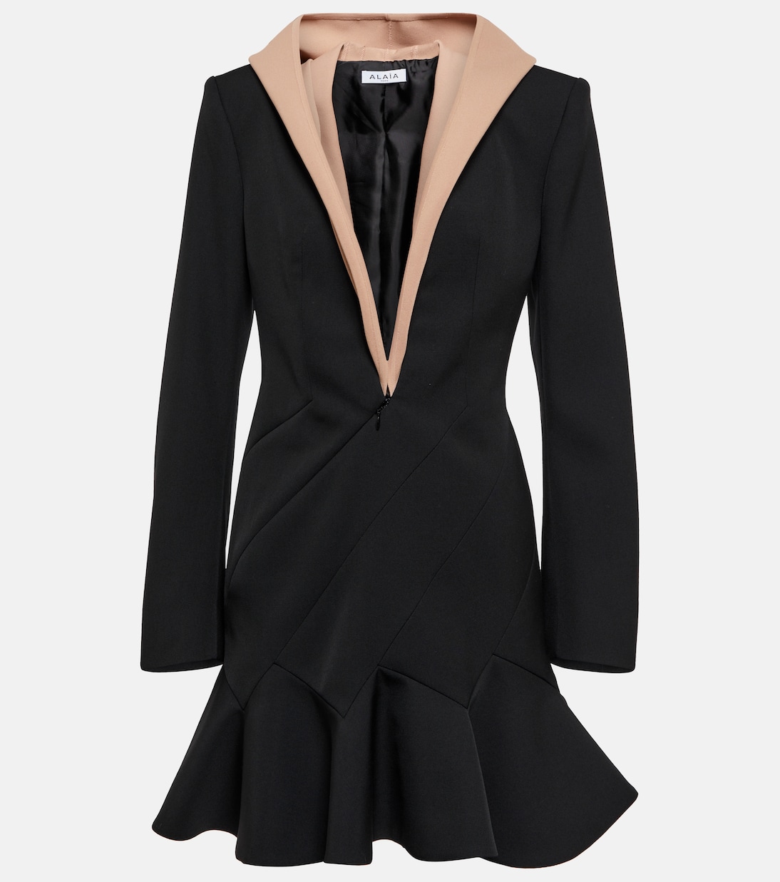 Vestito Corto in Lana Vergine con Cappuccio Firmato Alaïa