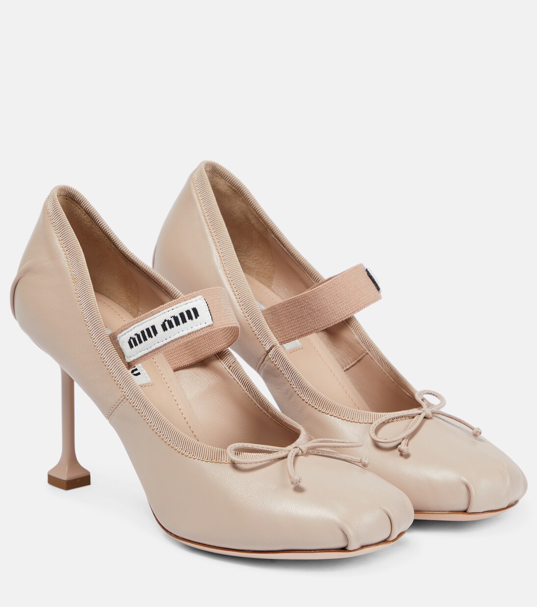 Logo leather pumps in pink - Miu Miu | Mytheresa