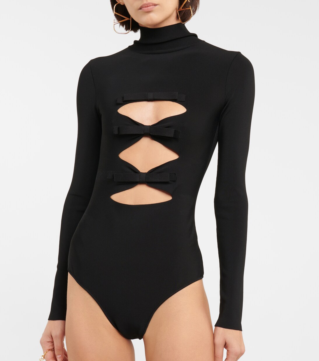 Cutout mockneck bodysuit | Valentino
