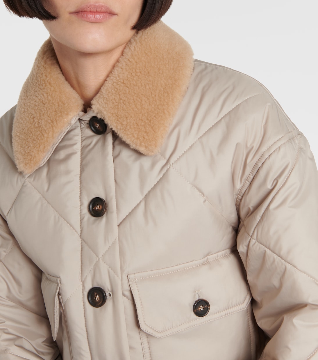 Shearling-trimmed quilted jacket | Brunello Cucinelli