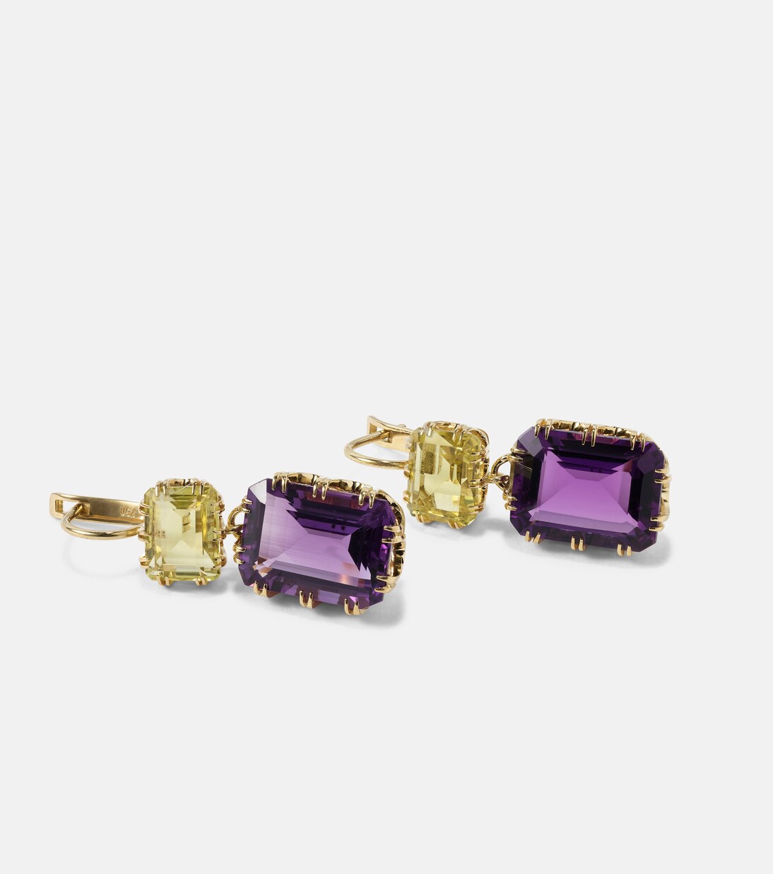 Orecchini in oro 18kt ILEANA MAKRI con topazio e ametista, gioielli eleganti per giovani trendy