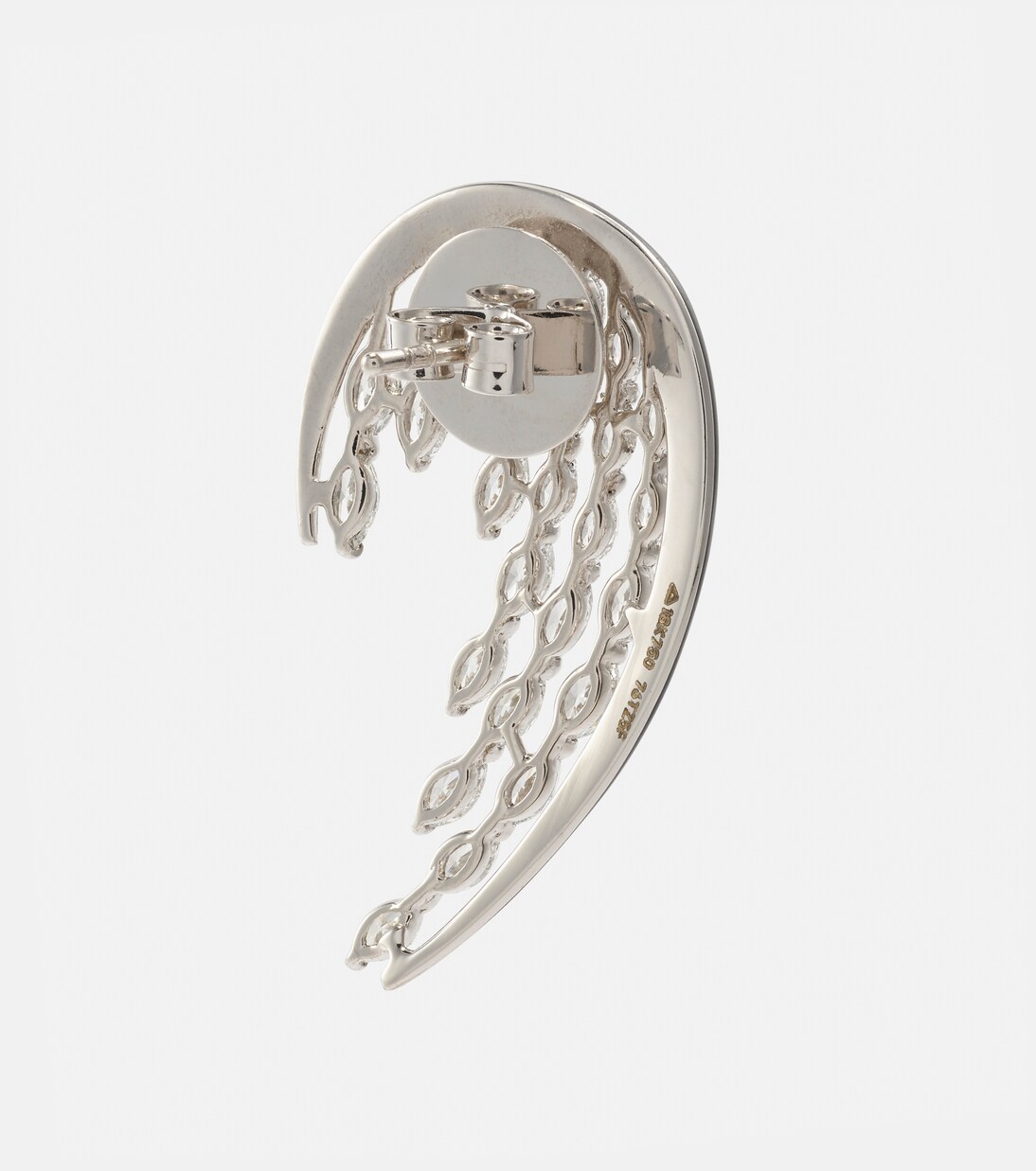 Orecchini a goccia KAMYEN in oro bianco 18kt con smalti e diamanti, design alato per giovani