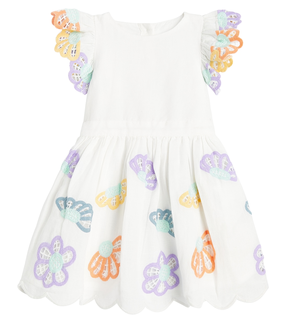 Baby - Abito in cotone e lino con ricami | Stella McCartney Kids