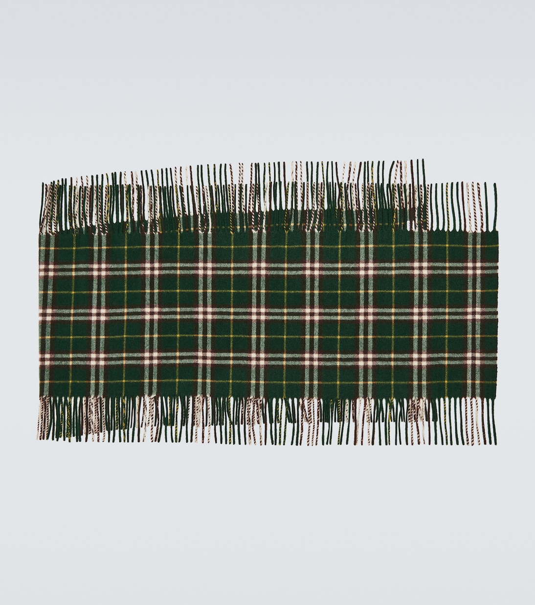Burberry Check fringed cashmere scarf in green Burberry Mytheresa