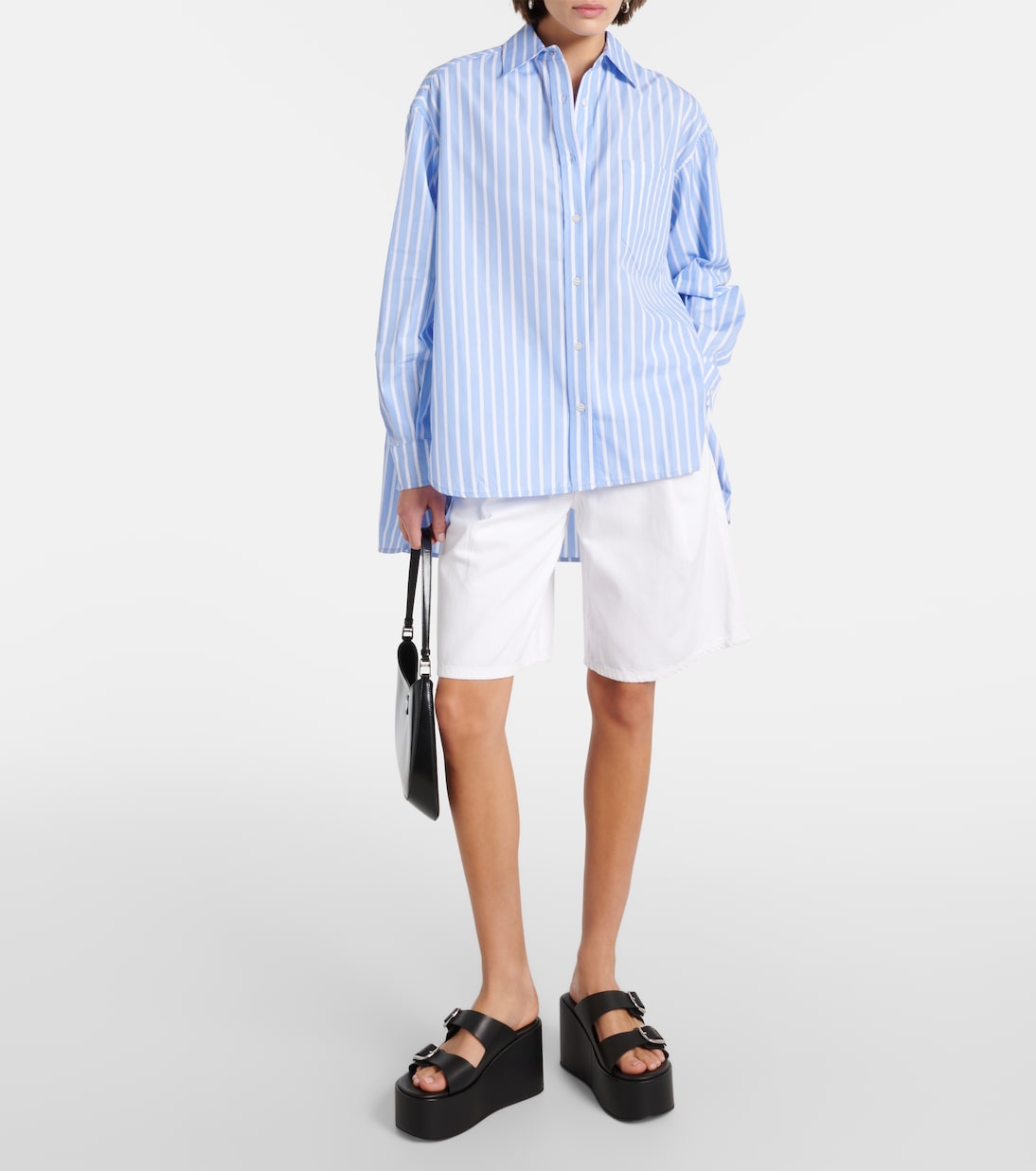 Camisa de mezcla de algodón a rayas | The Frankie Shop