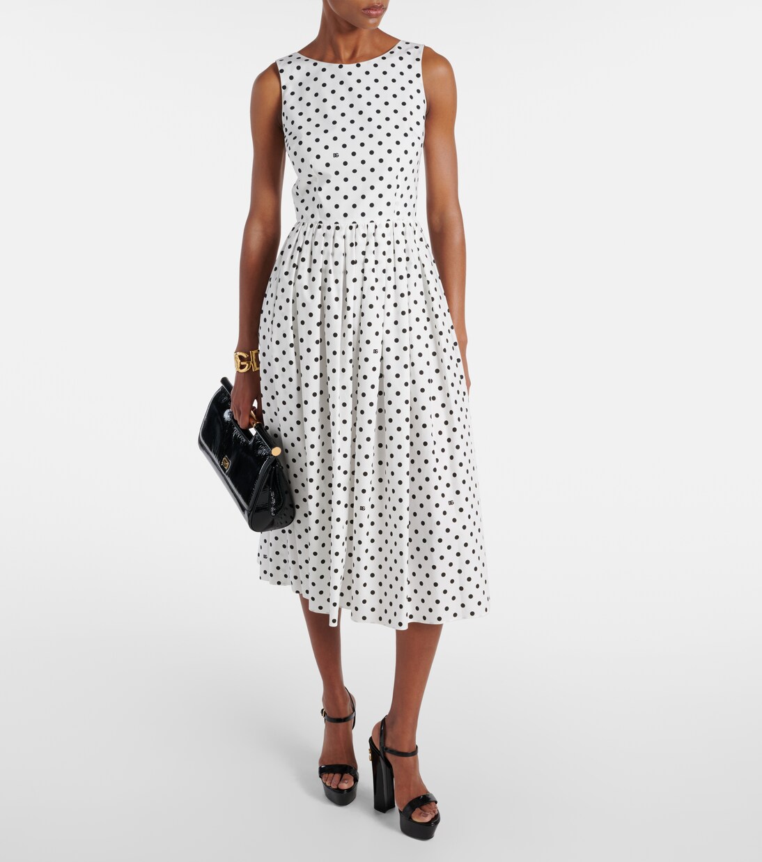 Robe midi en coton à pois | Dolce&Gabbana