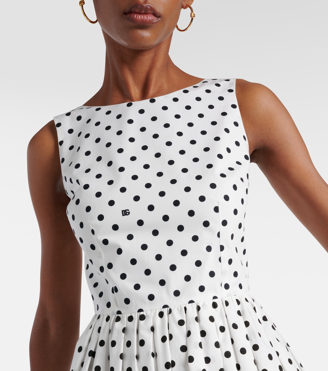Polka dot cotton poplin midi dress in multicoloured Dolce Gabbana Mytheresa