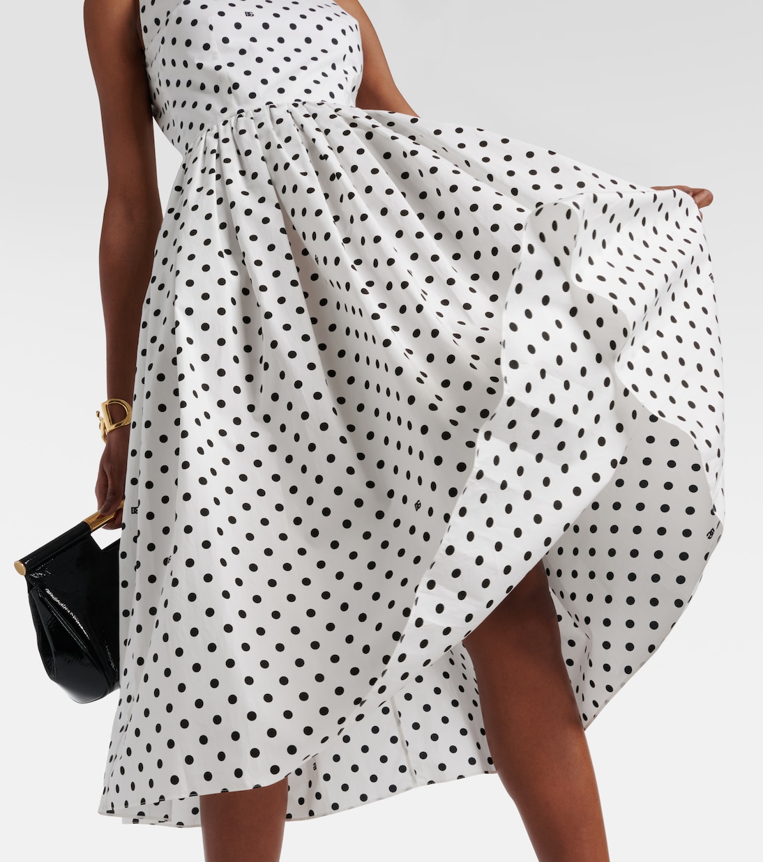 Robe midi en coton à pois | Dolce&Gabbana
