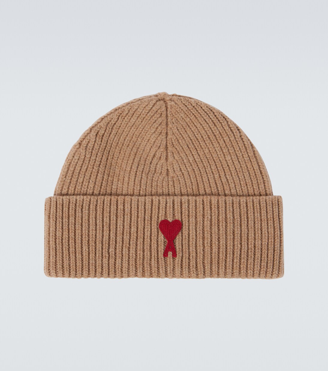 Ami De Cœur ribbed-knit virgin wool beanie in brown - Ami Paris 