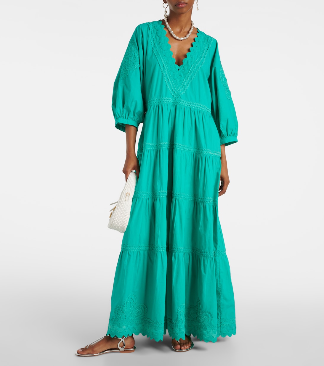 Tiered cotton poplin maxi dress | Juliet Dunn