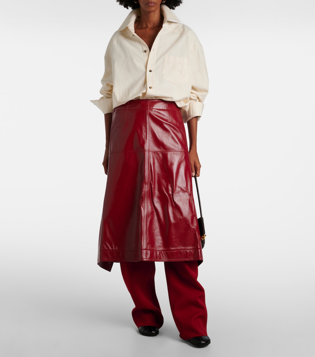 Jupe midi en cuir | Bottega Veneta