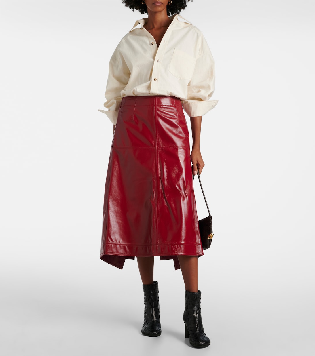Jupe midi en cuir | Bottega Veneta