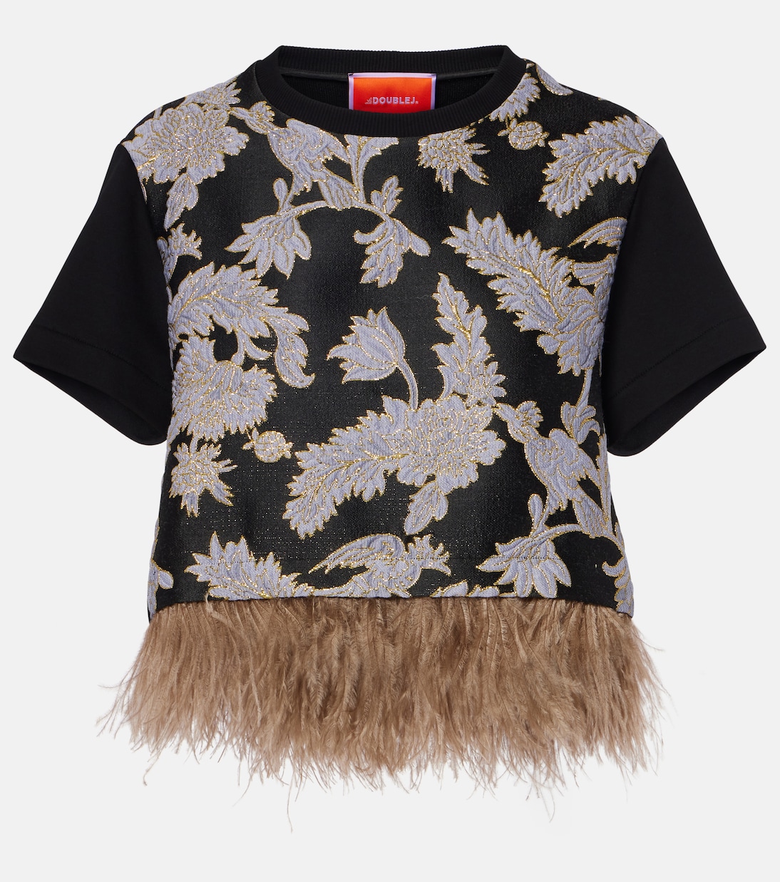 La Scala embroidered feather-trimmed top | La DoubleJ