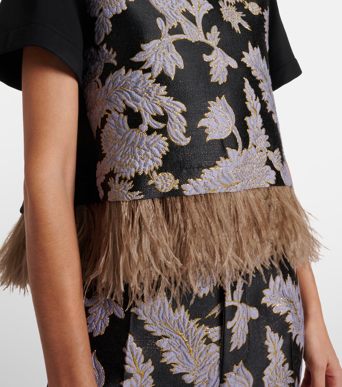 La Scala embroidered feather-trimmed top | La DoubleJ
