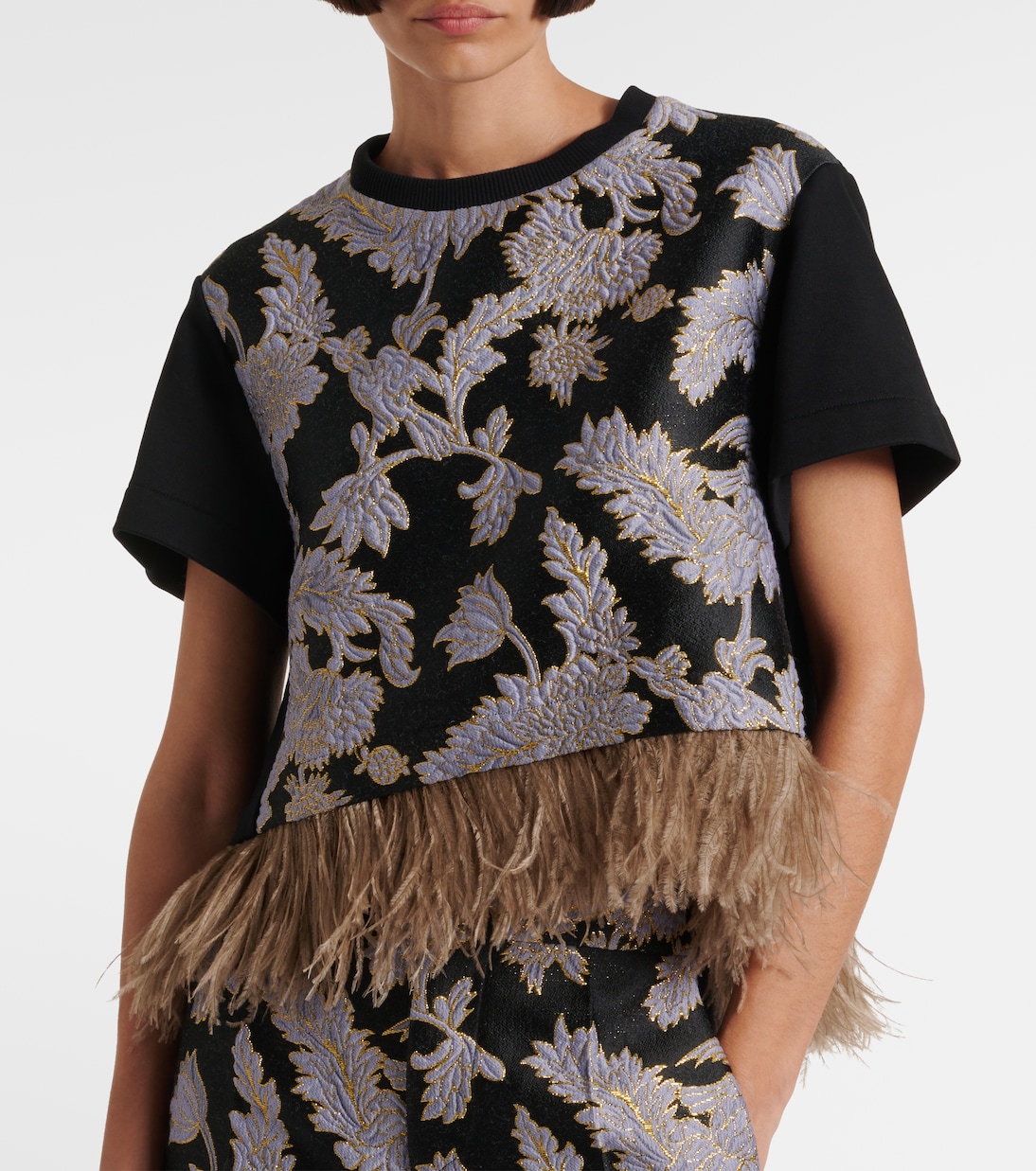 La Scala embroidered feather-trimmed top | La DoubleJ