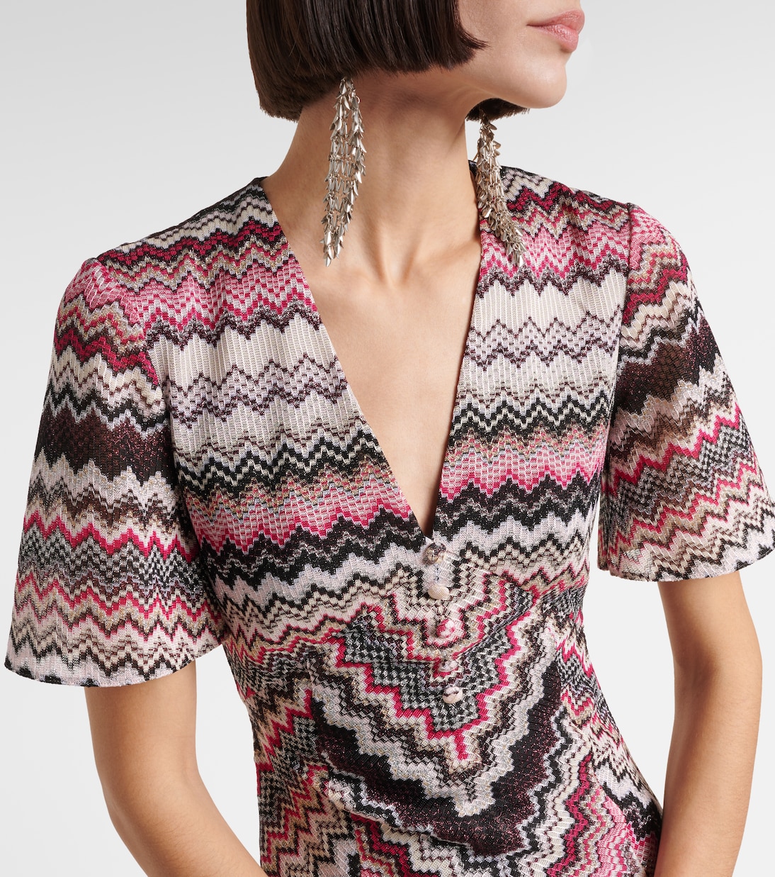 Vestido midi de lamé en zigzag | Missoni