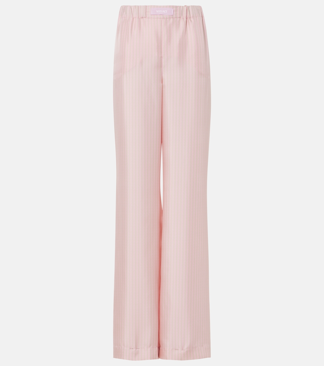 Pantaloni regular in seta a righe | Versace