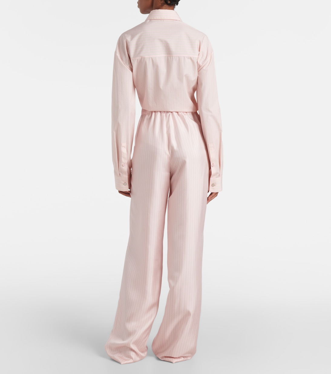 Pantaloni regular in seta a righe | Versace