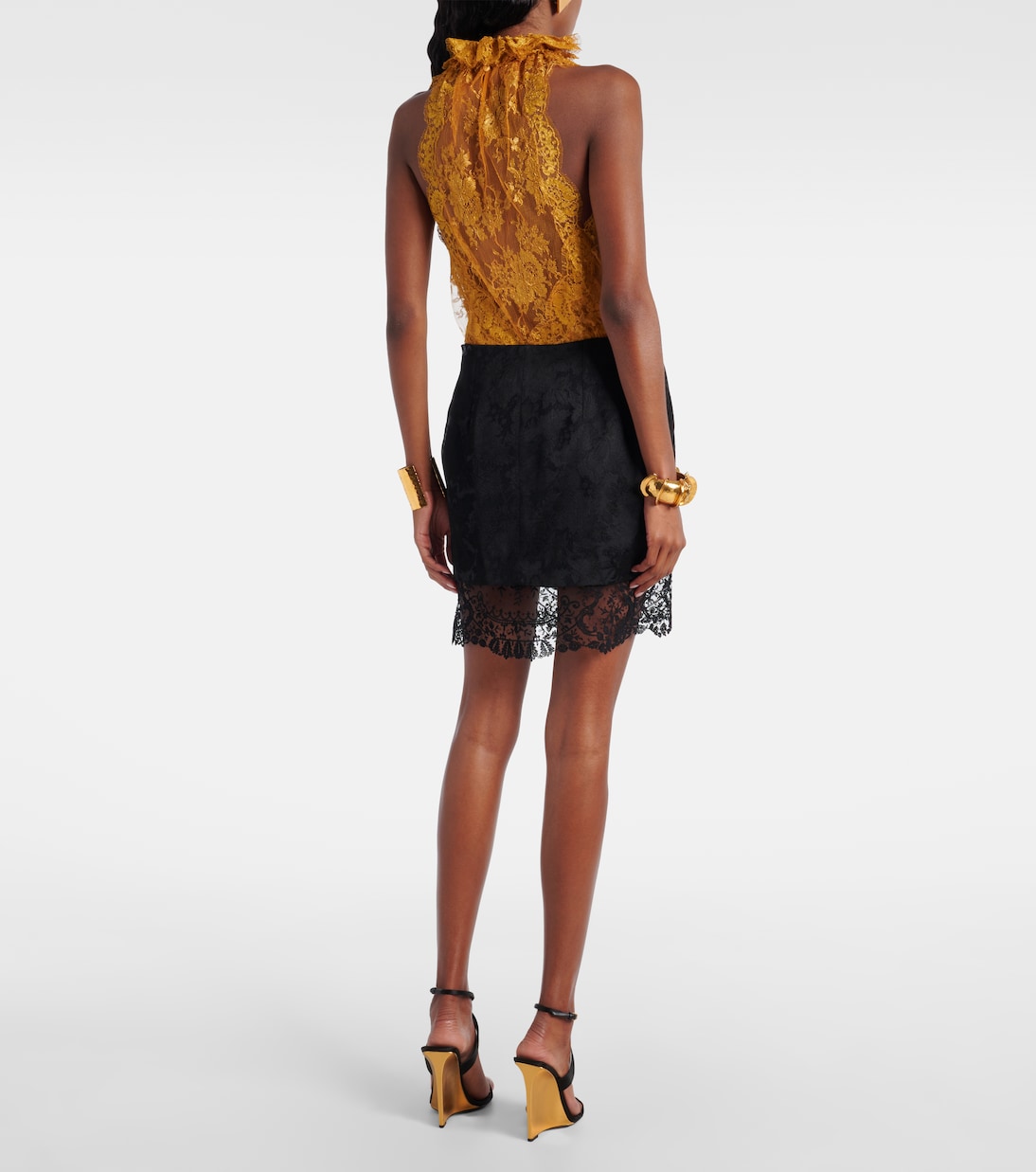 Silk-trimmed lace bodysuit | Saint Laurent