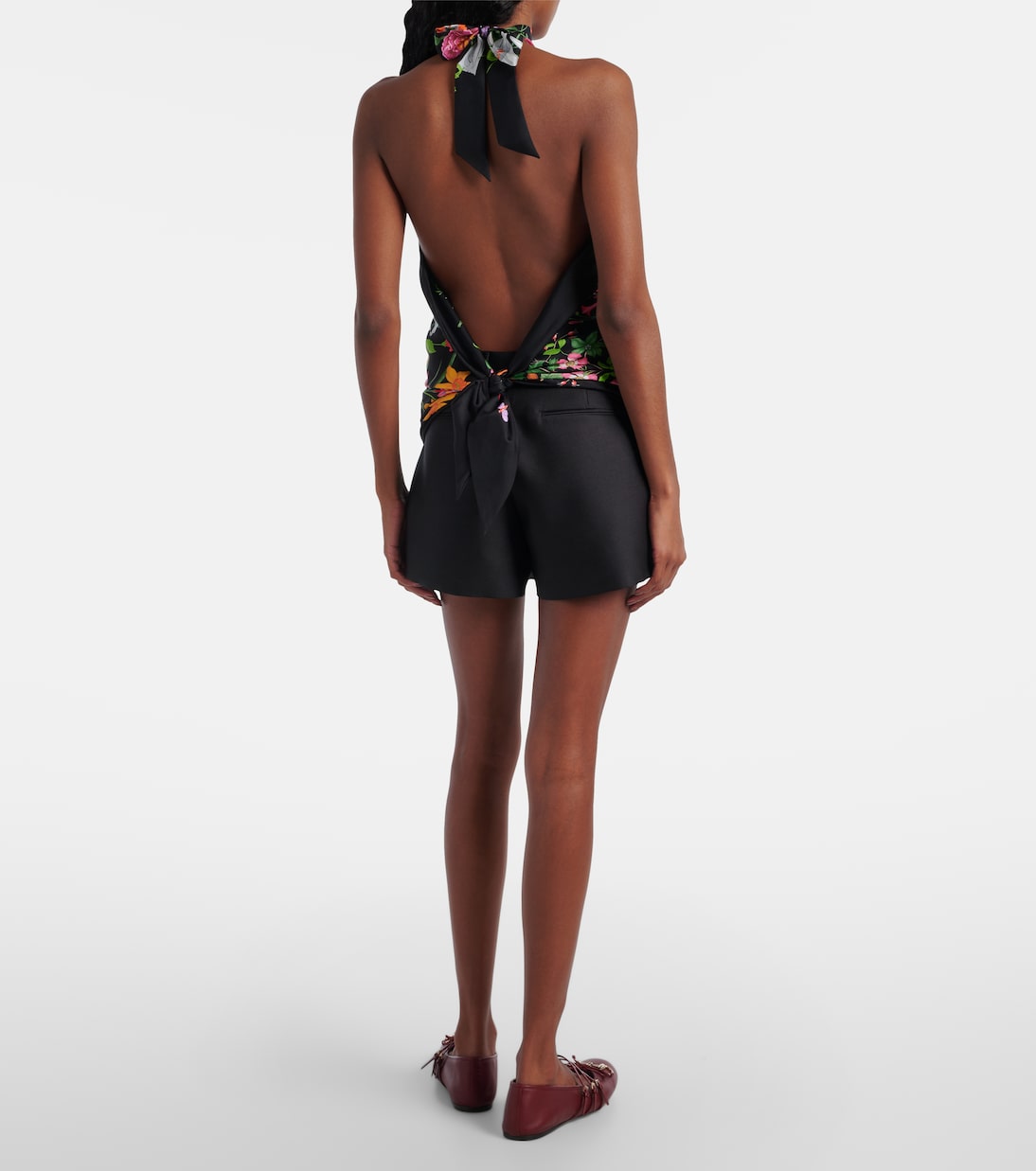 Top in twill di seta con stampa floreale | Gucci