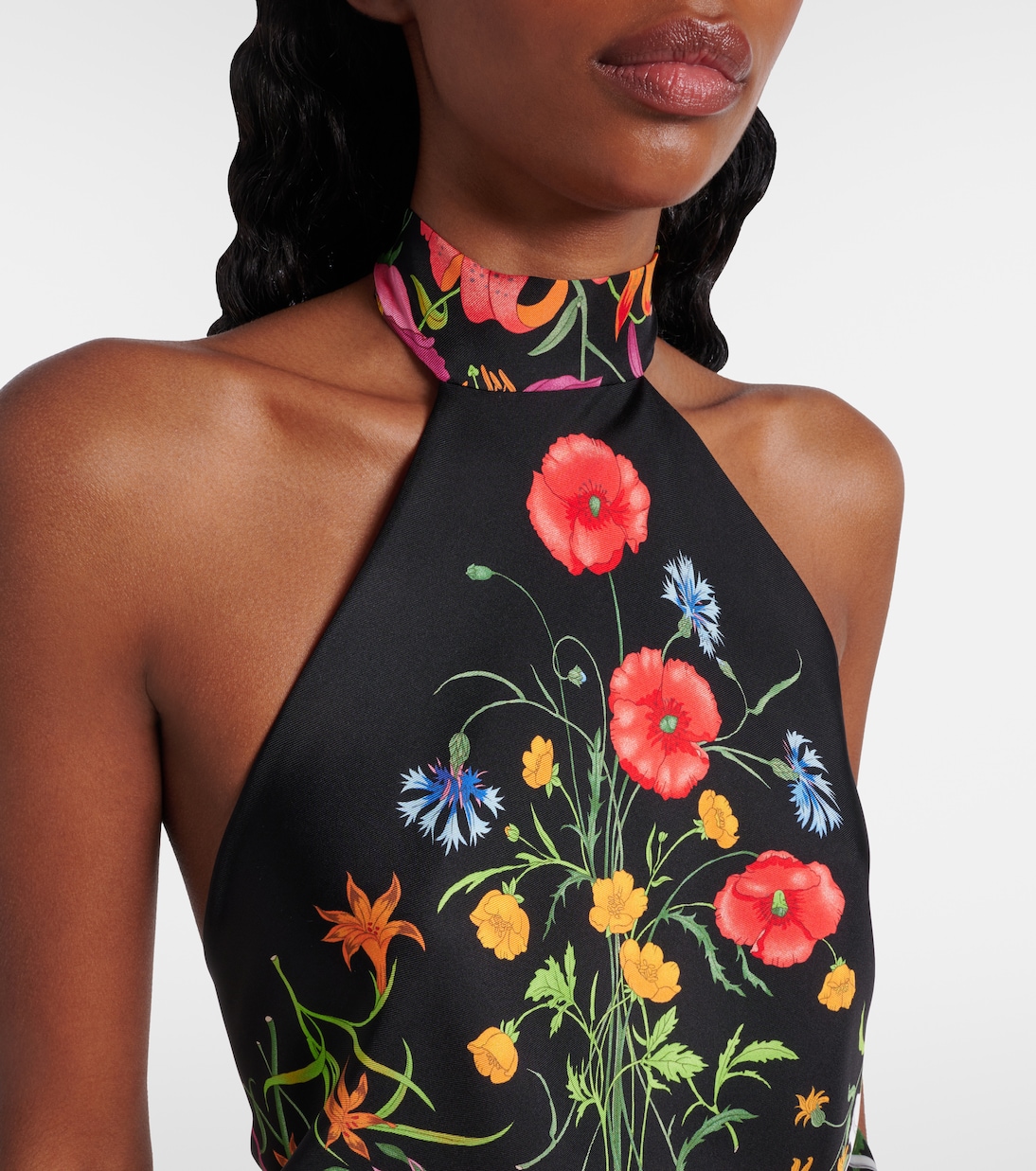 Top in twill di seta con stampa floreale | Gucci