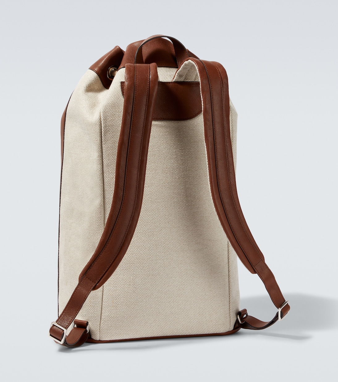 Leather-trimmed canvas backpack | Brunello Cucinelli