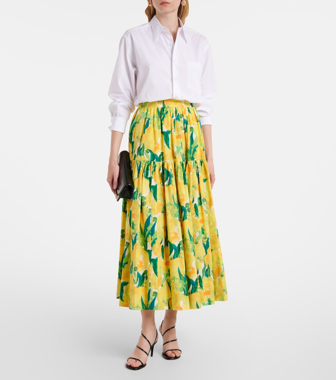 Oscar printed cotton poplin midi skirt | La DoubleJ