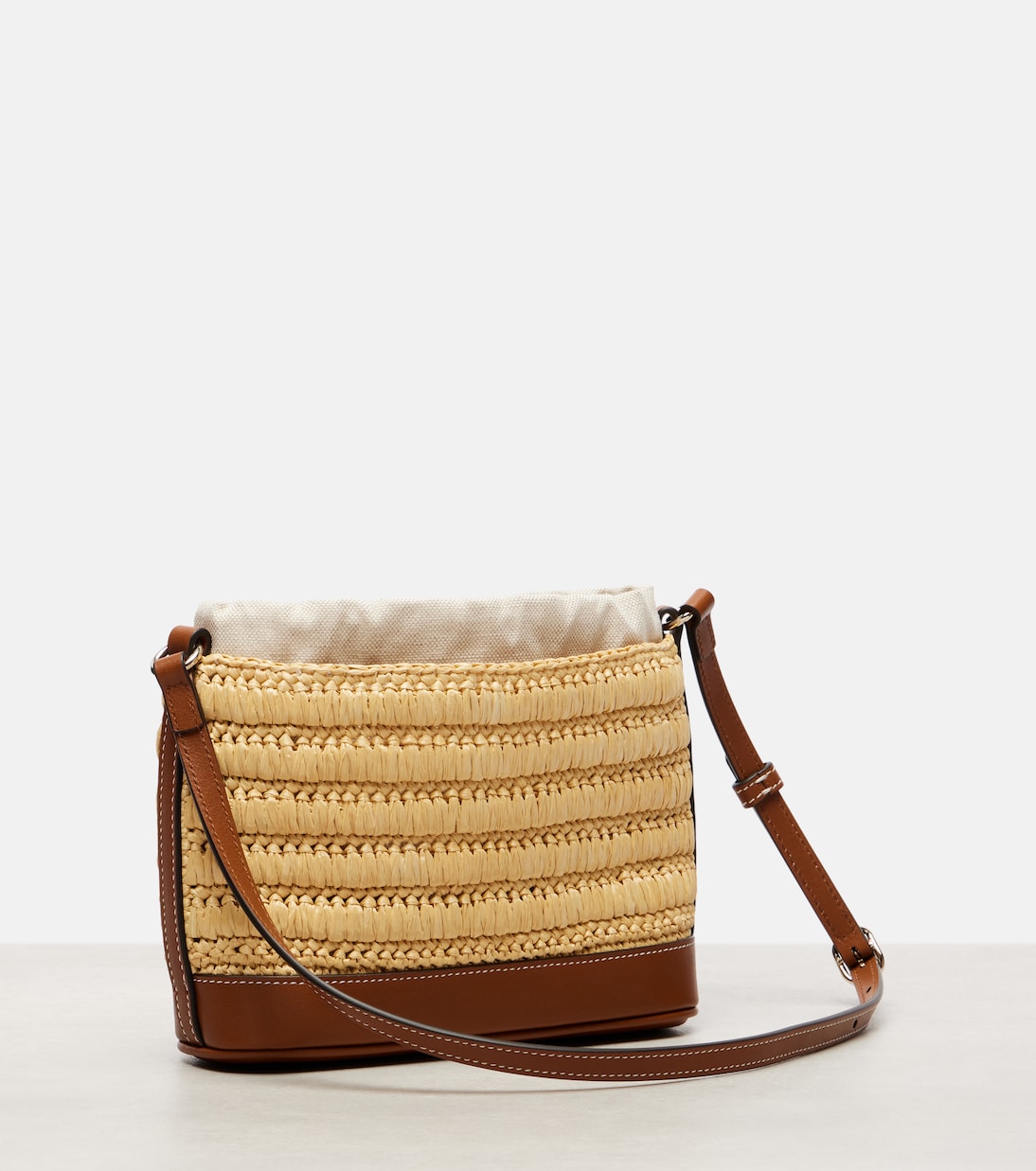 Woven leather-trimmed shoulder bag  | Gucci