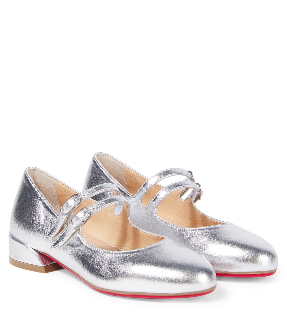 Metallic leather Mary Jane flats | Christian Louboutin Kids