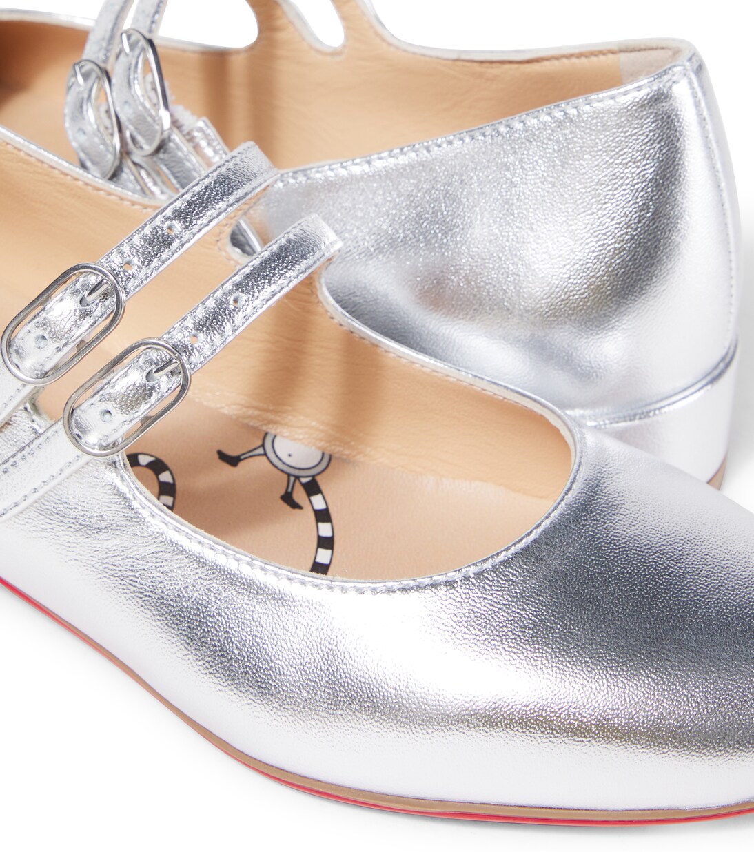 Metallic leather Mary Jane flats | Christian Louboutin Kids