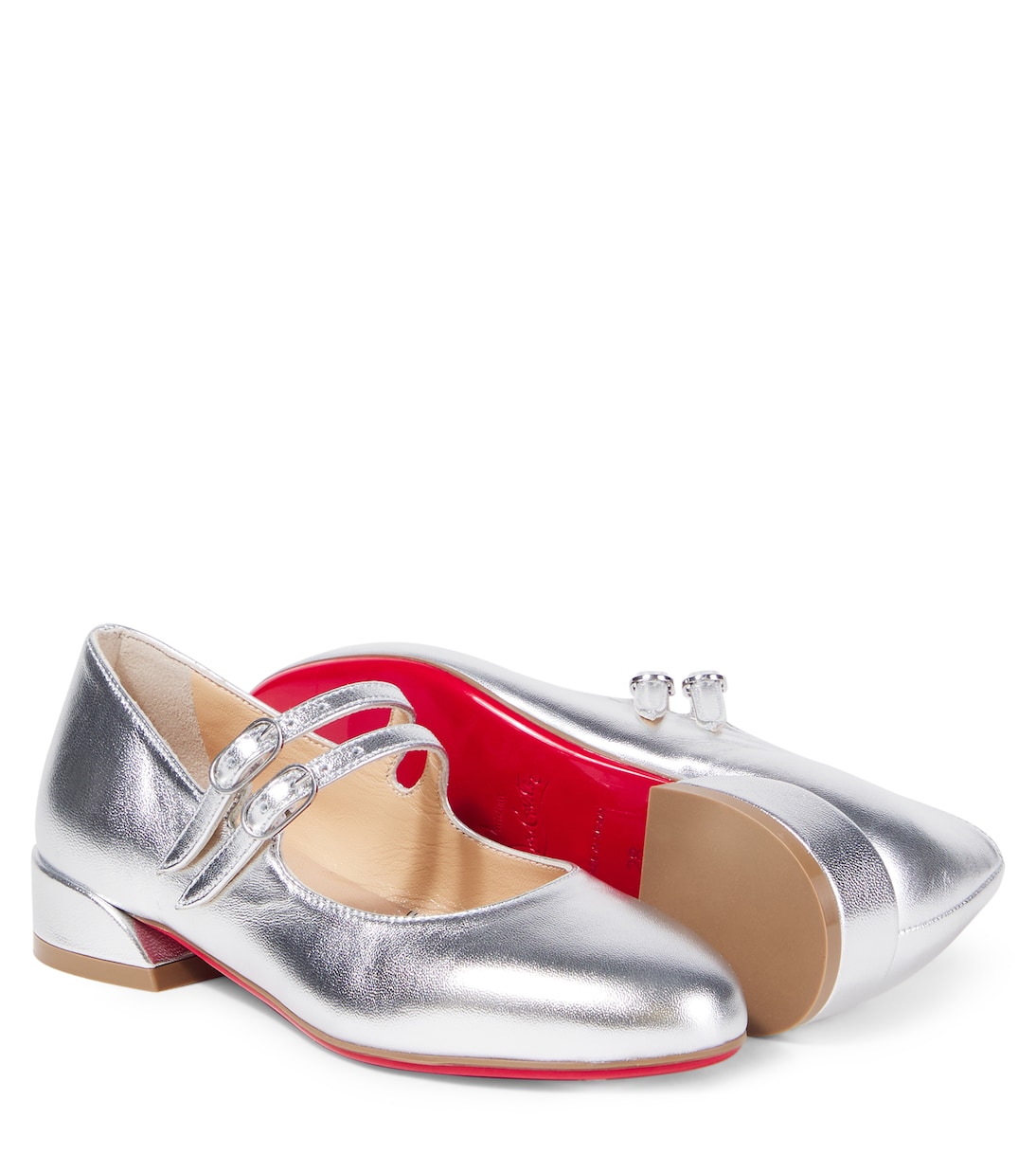 Metallic leather Mary Jane flats | Christian Louboutin Kids
