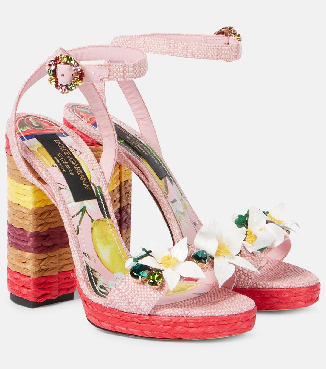 Taormina 105 embellished raffia sandals  | Dolce&Gabbana