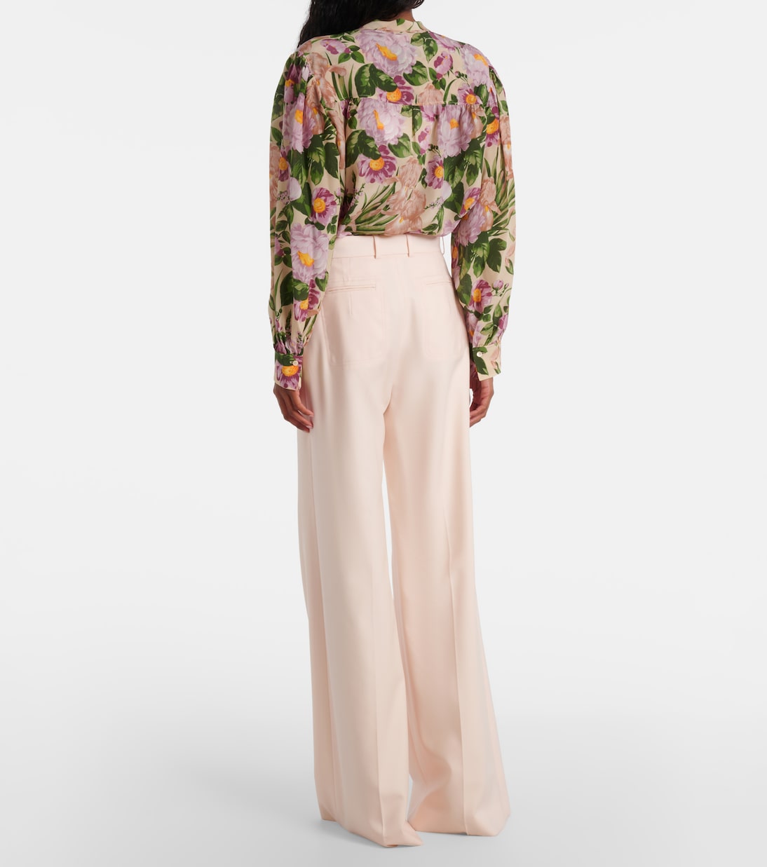 Pantaloni flared in gabardine di lana a vita alta | Chloé