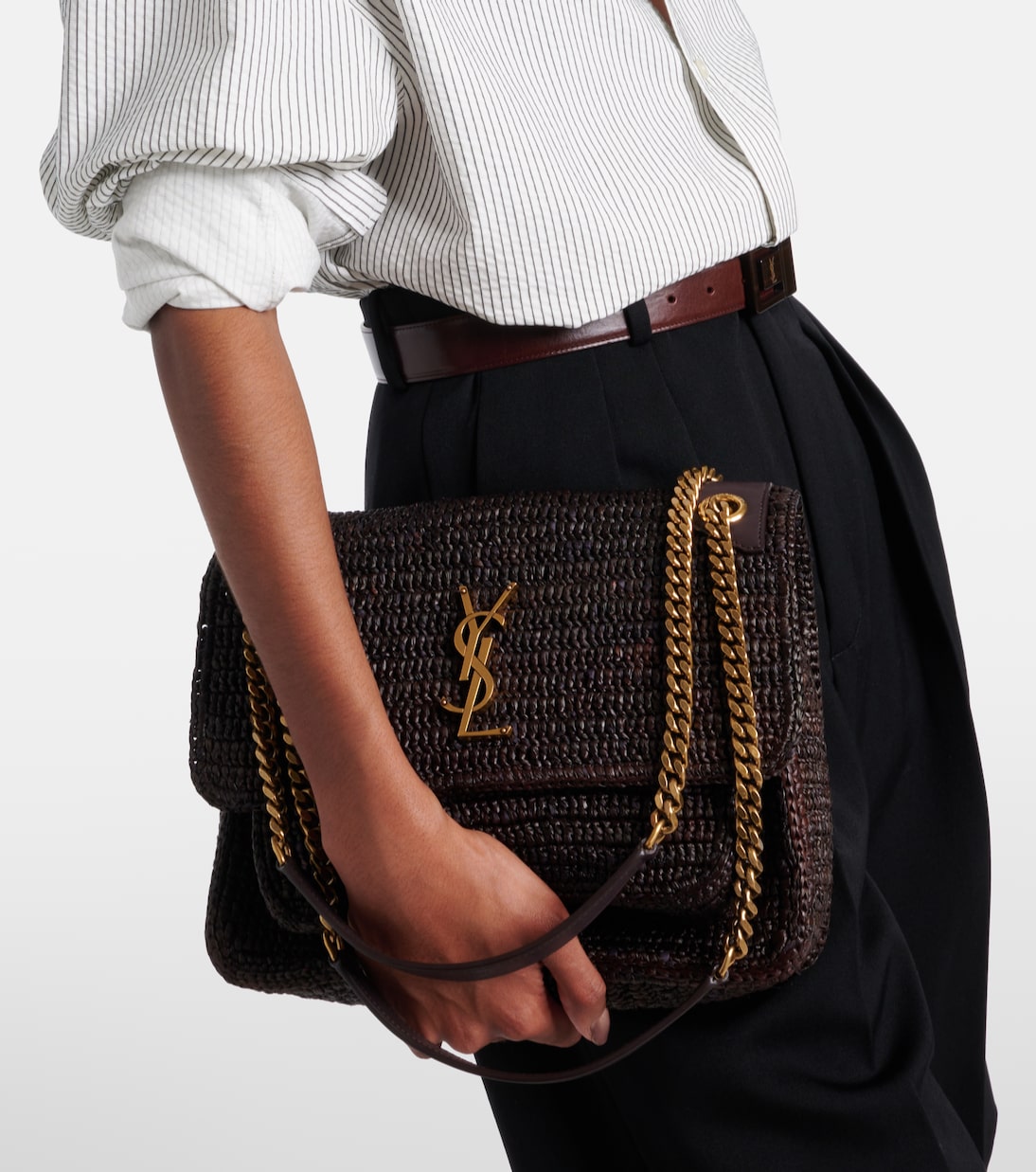 Niki Medium raffia shoulder bag | Saint Laurent